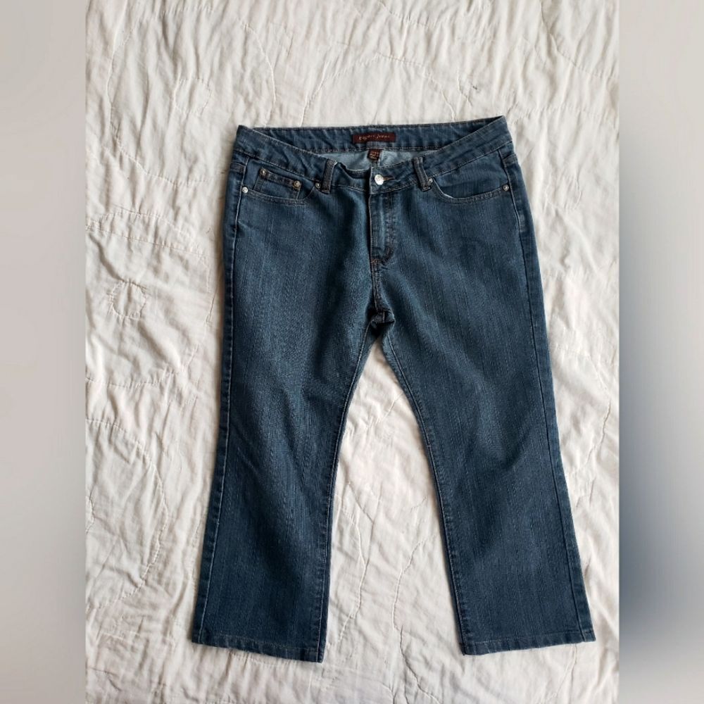 Vintage Bogari Cropped Bootcut Denim Jeans, Classic, Unique Ramie/Cotton Fabric